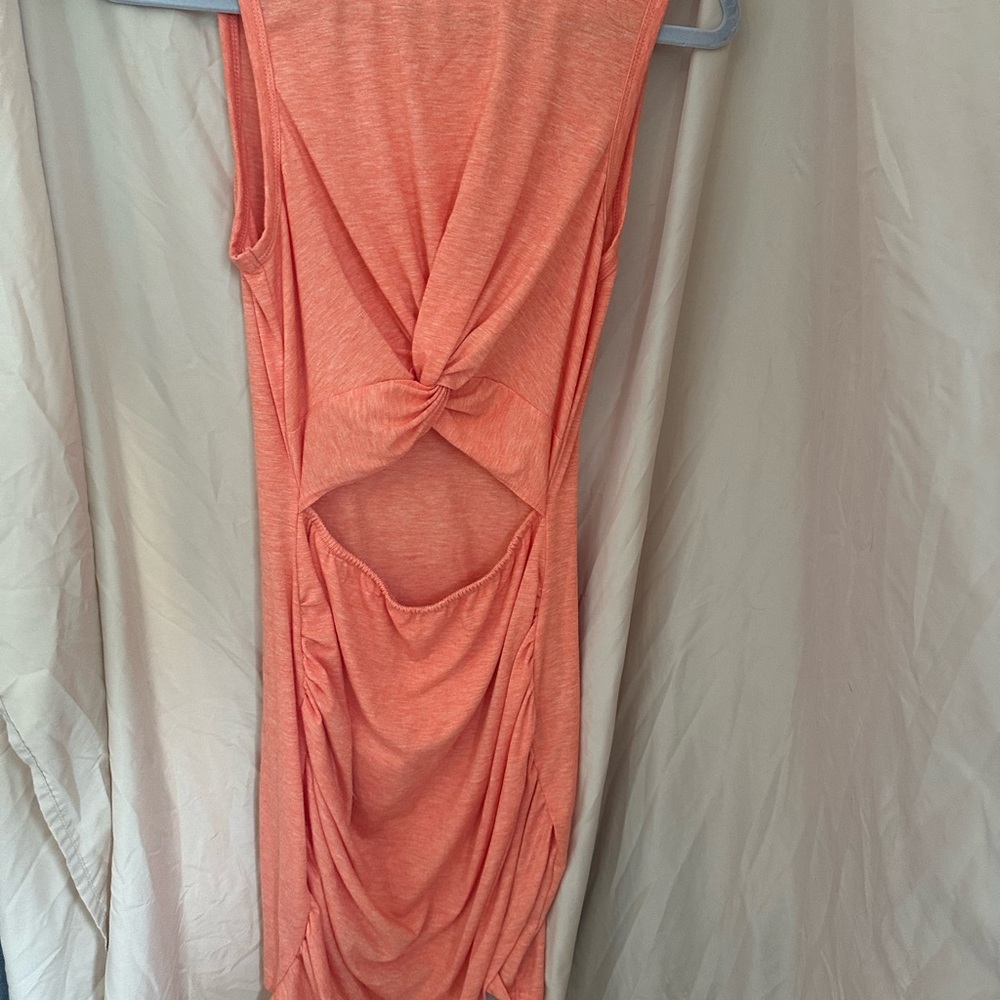 Coral Twist-Front Dress
